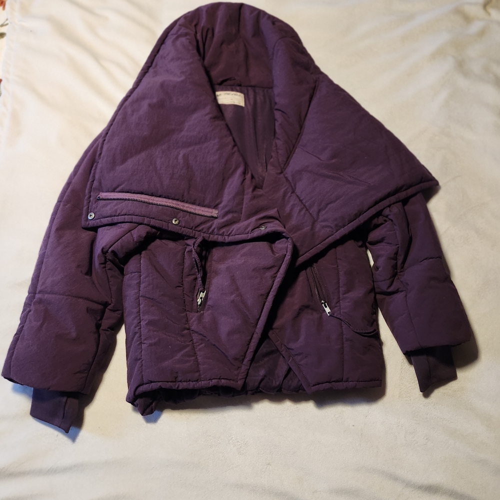 We The Free Deep Plum Quilted Jacket Interior